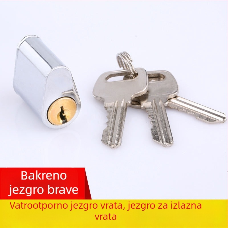 Bakreni cilindar za zaključavanje vatrogasnih vrata; model Fireproof lock cylinder; marka Zhiwei; pogodan za vatrogasna vrata; težina 60 g