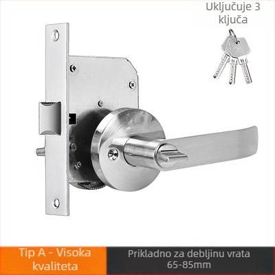 Brava za protupožarna vrata – retrofit s ključem • nehrđajući čelik • model: modificirani prolazni zaključavanje s ključem • za protupožarna vrata • moderni minimalistički dizajn • težina 700 g