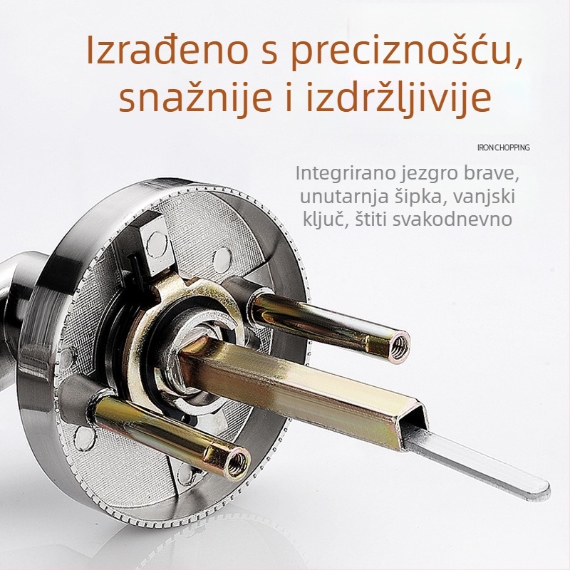 Brava za protupožarna vrata – retrofit s ključem • nehrđajući čelik • model: modificirani prolazni zaključavanje s ključem • za protupožarna vrata • moderni minimalistički dizajn • težina 700 g