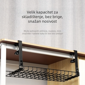 Držač za kabele ispod radnog stola, čelični materijal, jednostavan i moderan stil, pohranjivanje na radnom stolu (Materijal: čelik; Stil: jednostavan i modern; Datum izlaska: ljeto 2013; Zznačka: Three cats)