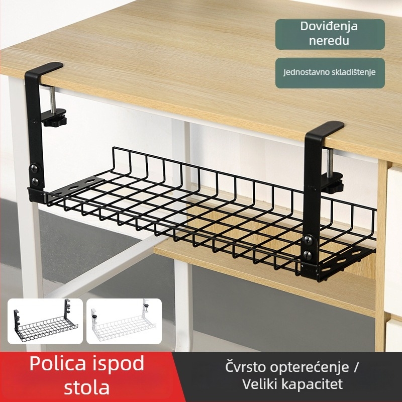 Držač za kabele ispod radnog stola, čelični materijal, jednostavan i moderan stil, pohranjivanje na radnom stolu (Materijal: čelik; Stil: jednostavan i modern; Datum izlaska: ljeto 2013; Zznačka: Three cats)