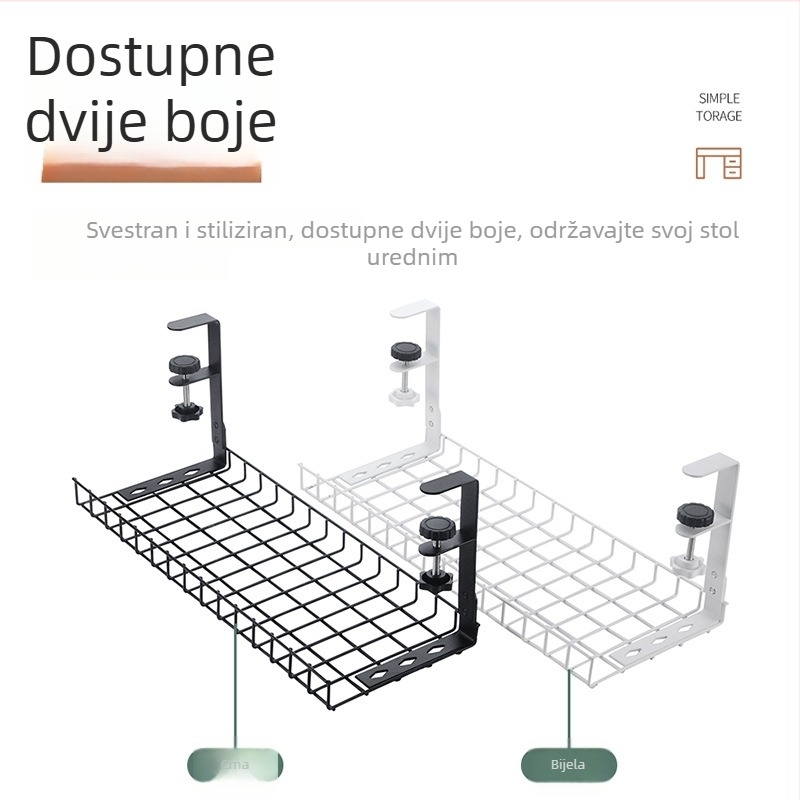 Držač za kabele ispod radnog stola, čelični materijal, jednostavan i moderan stil, pohranjivanje na radnom stolu (Materijal: čelik; Stil: jednostavan i modern; Datum izlaska: ljeto 2013; Zznačka: Three cats)