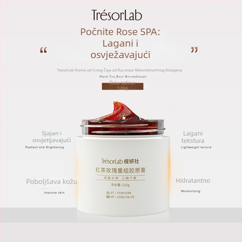 Tiyanhe Krema-Gel Maska s Rekombinantnim Kolagenom iz Crnog Čaja i Ruže – Hidratantna, Pročišćavanje Pora, Za Normalnu Kožu, 120 ml, Rok Trajanja 3 Godine