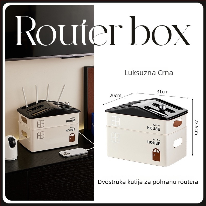 Kutija za pohranu usmjerivača – višestruka namjena, moderan minimalistički dizajn, kapacitet 2 L, model 7064, mogućnost tiska logotipa