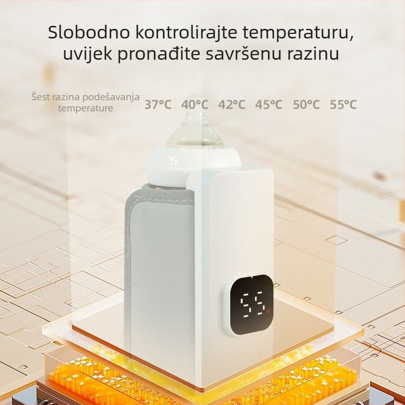 DL-568 grijac mlijeka za bebe, USB punjiv, 5V, 18W, mehanički način rada, bez tajmera, prijenosni grijač bočica