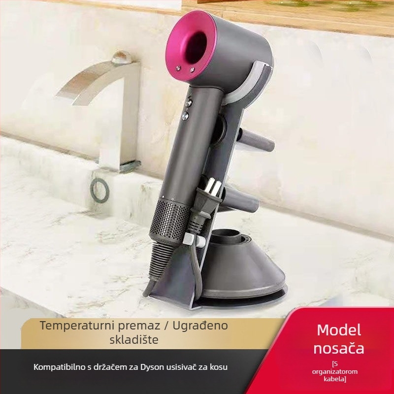 Držač za Dyson sušilo i skladišni stalak – bez bušenja, stolna montaža, ugljikovo čelika, višestruka upotreba za frizerski salon