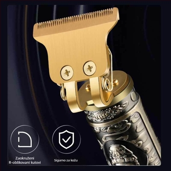 Električna mašinica za kosu s ugrađenom baterijom, punjiva, titanij‑ova oštrica, uklonjiva i periva glavica za rez, niski nivo buke