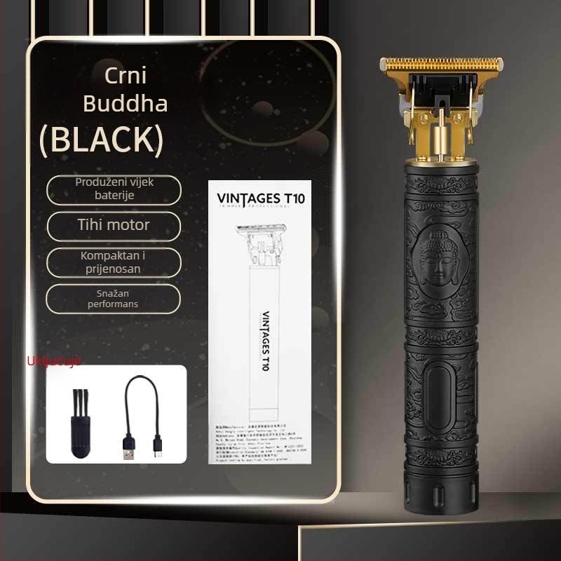 Električna mašinica za kosu s ugrađenom baterijom, punjiva, titanij‑ova oštrica, uklonjiva i periva glavica za rez, niski nivo buke