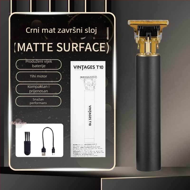 Električna mašinica za kosu s ugrađenom baterijom, punjiva, titanij‑ova oštrica, uklonjiva i periva glavica za rez, niski nivo buke