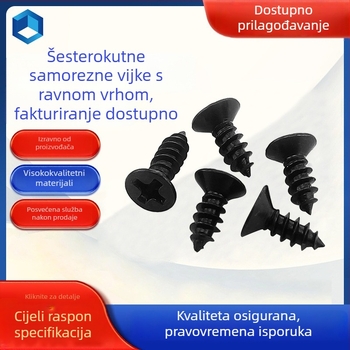 Samorezni vijci, ravna glava, križni navoj, niklirani, čelik klase 4.8