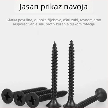 Vijci za samorezno s konusnom glavom, fosfatirani, čelik 1022, klasa 8,8, standard GB/T 14210-1993