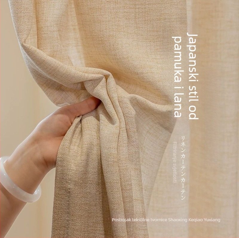 Poliesterska gazasta zavjesa, bojena na pređu, prozirna, jednobojna, s teleskopskom šipkom, za kupaonu, balkon i ulaz