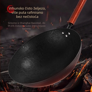 Wok od nehrđajućeg čelika s dvostrukim dnom, neprijanjajuća površina, pogodan za sve vrste štednjaka