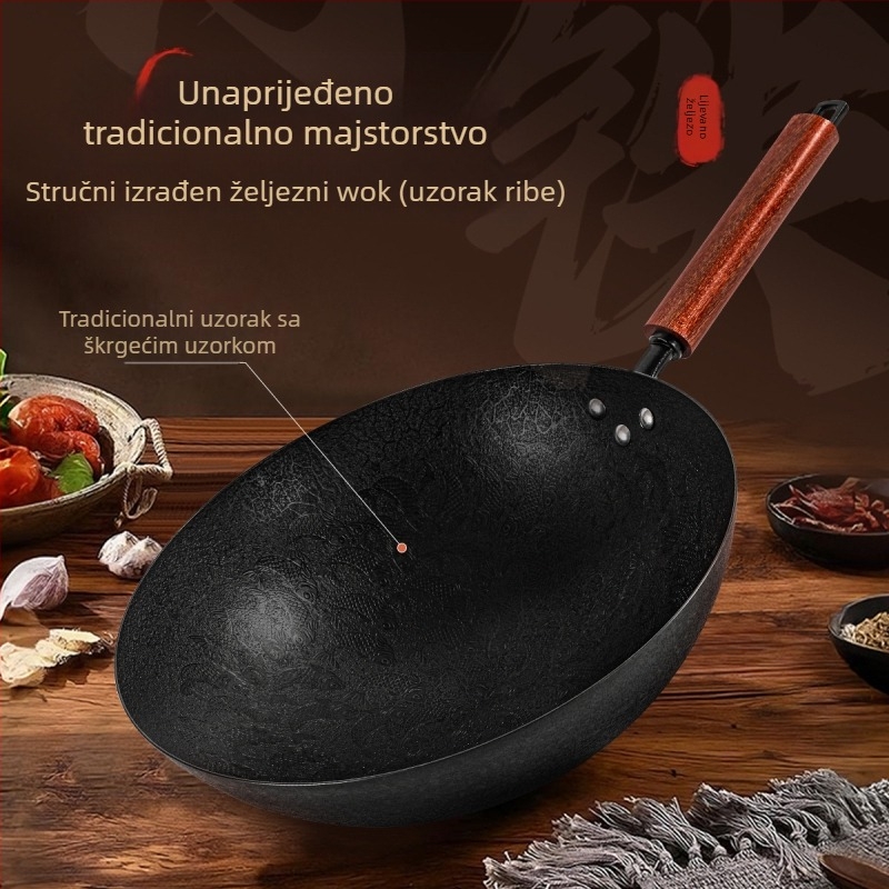 Wok od nehrđajućeg čelika s dvostrukim dnom, neprijanjajuća površina, pogodan za sve vrste štednjaka