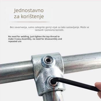 Bezzavarni spoje čeličnih cijevi za zidove i pod – temeljni komplet za fiksne spojeve cijevi, galvanizirani toplim postupkom, različiti modeli
