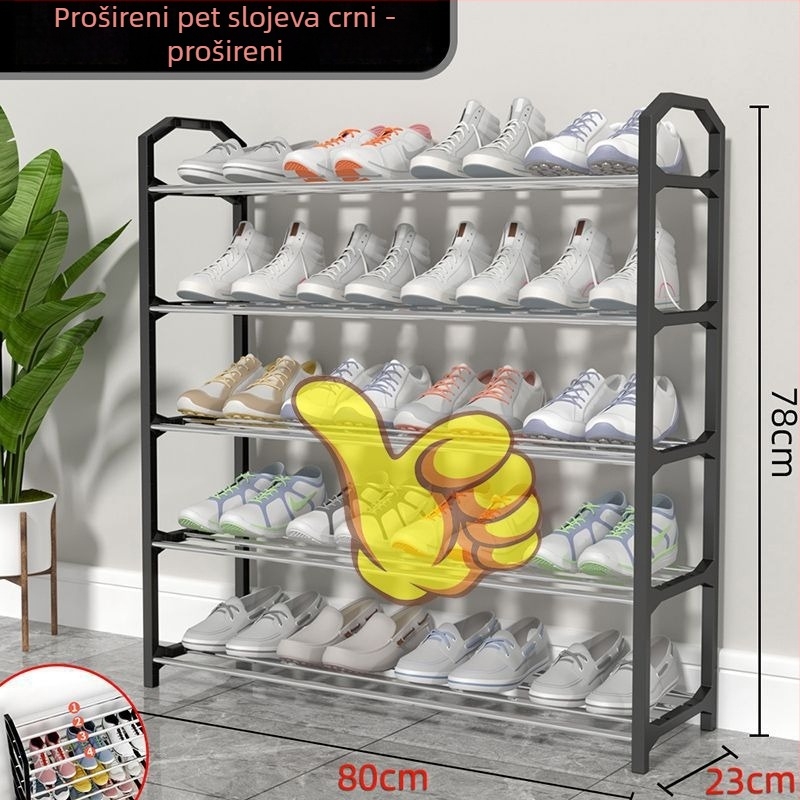 Metalni višeslojni stalak za cipele, jednostavnog i modernog dizajna, pogodna za ulaz ili studentski dom, s uklonjivom konstrukcijom