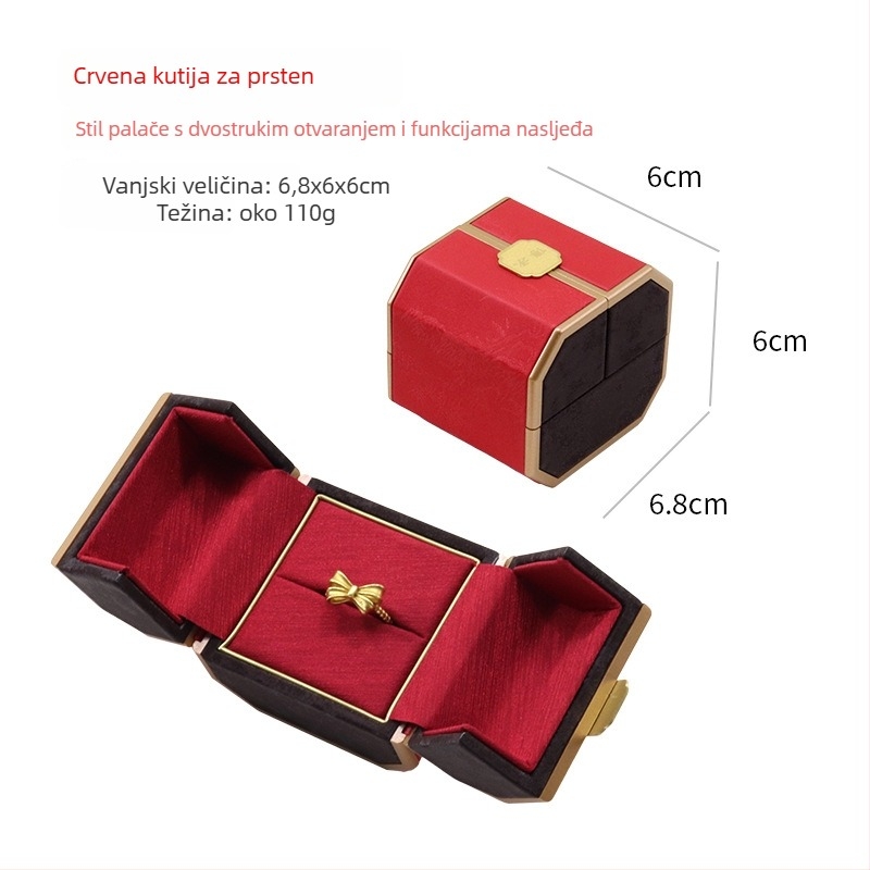 Kutija za nakit s dvostranim izlaganjem u kineskom stilu, plastična kutija + PU koža, pakiranje nakita