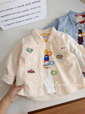 Tayag dječja košulja za dječake s dugim rukavima, ovratnik rever, 95% pamuk, karikatura otisak, za dob 1–3 godine