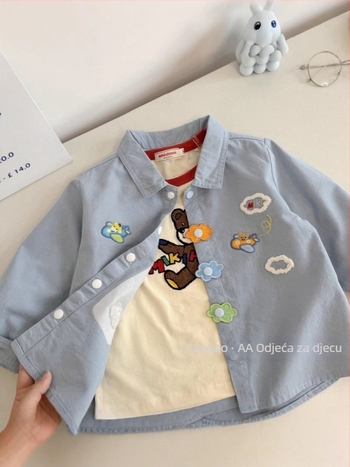 Tayag dječja košulja za dječake s dugim rukavima, ovratnik rever, 95% pamuk, karikatura otisak, za dob 1–3 godine