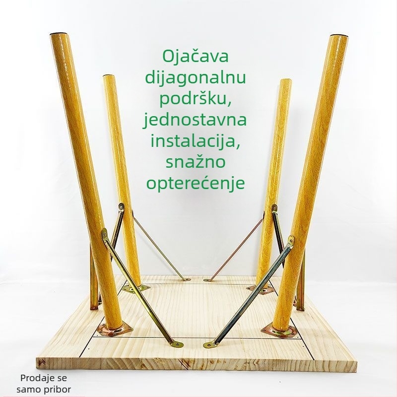 Nagnuta potpora noge blagovaonskog stola, željezo, moderni minimalistički stil, trokutasti podržavač