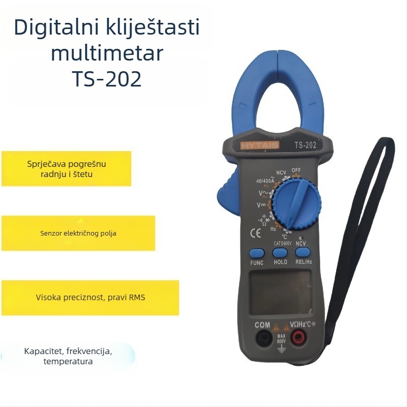 Digitalni klešta ampermetar s True RMS, visoka preciznost, automatsko isključivanje, senzor električnog polja, zaštita od opekotina