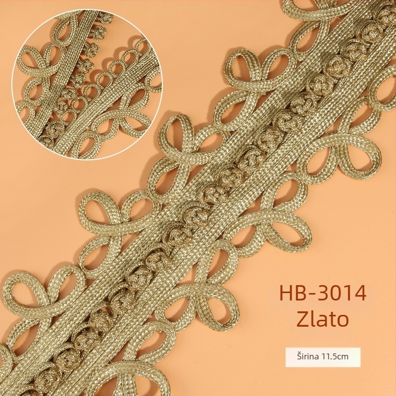 Ručni tkana čipkasta traka s žicom zlatom i srebrom za donje rublje, žensku odjeću, posteljinu, vjenčane haljine, dječju odjeću i dodatke