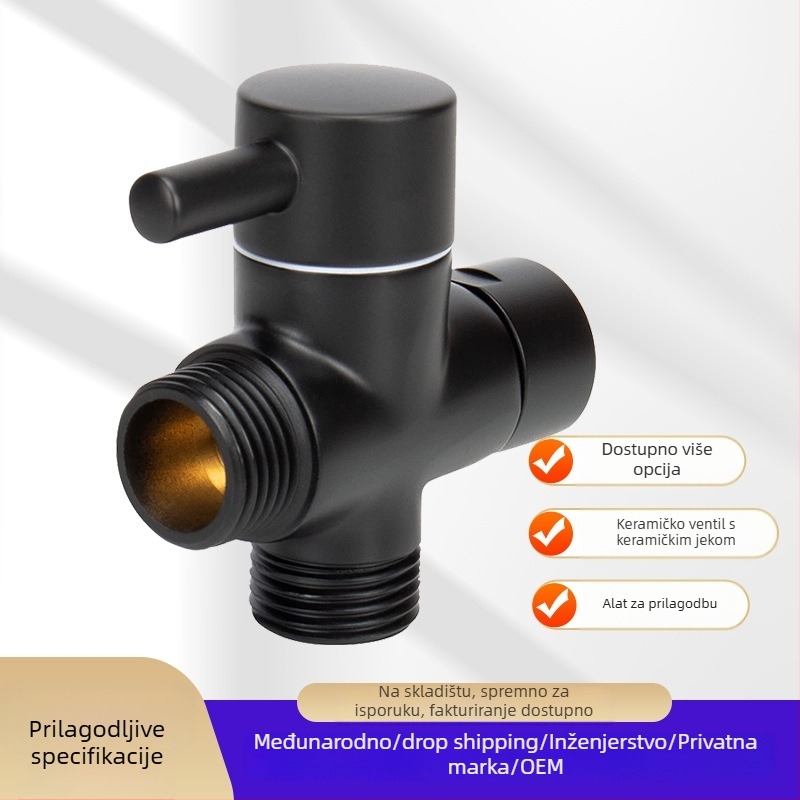 Trostrani kutni ventili konverter – bakar, kromirana površina, rotacijsko spajanje, 0–100°C