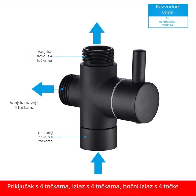 Trostrani kutni ventili konverter – bakar, kromirana površina, rotacijsko spajanje, 0–100°C