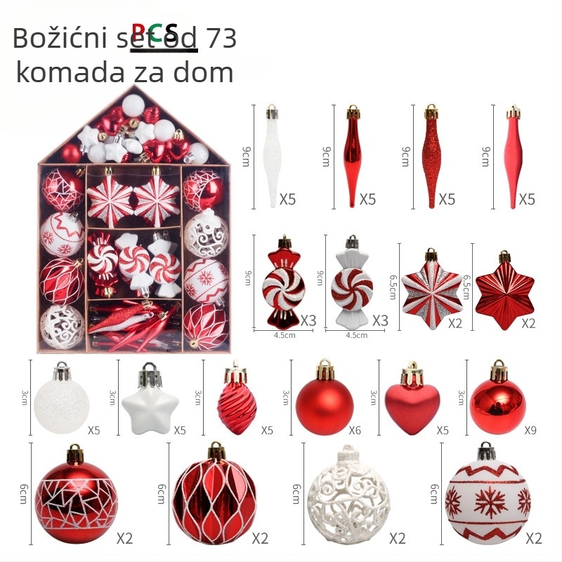 Plastični božićni ukrasi set s motivom kuće, ručna izrada, pogodna za poslovne darove