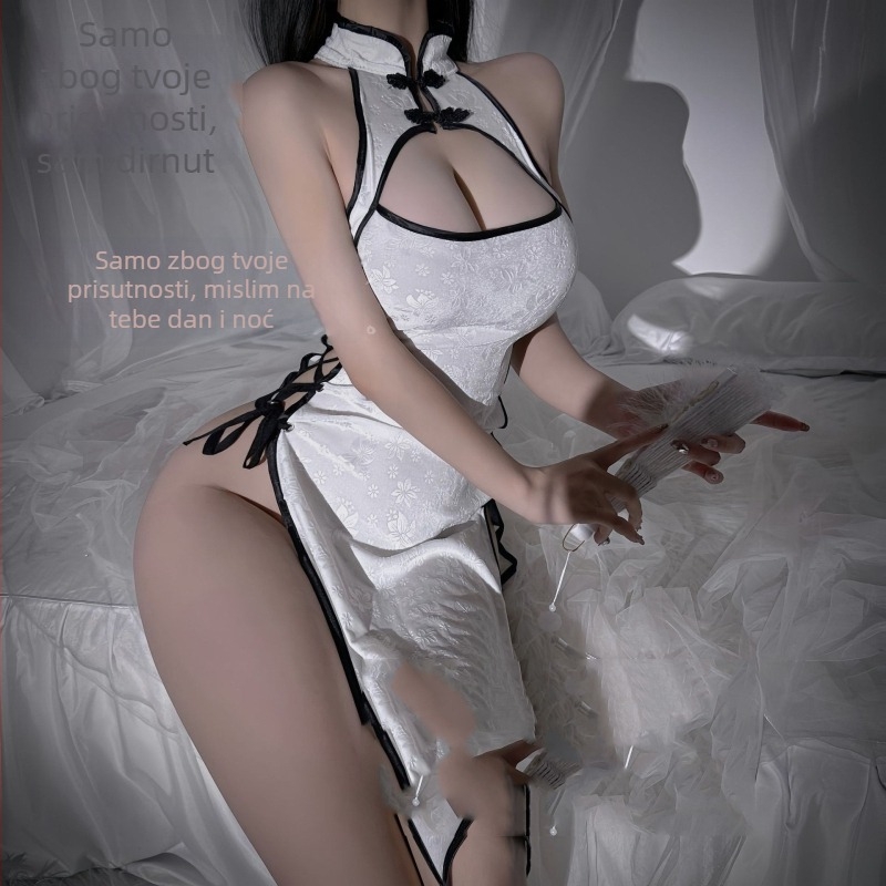 Čipkasta donja rublja haljina inspirirana kineskim stilom, s čarapama — kostim za uloge za žene, poliester