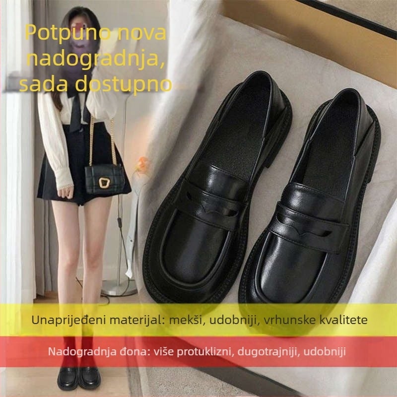 Ženske loaferice: retro stil, mikrovlaknen gornji dio, zaobljena špička, slip-on, niska peta, gumeni potplat