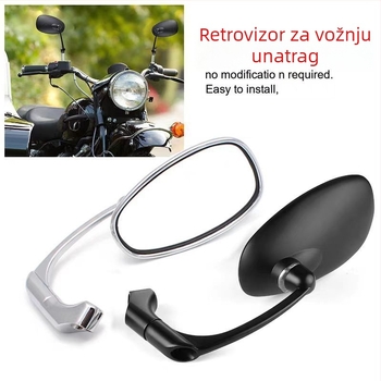Motociklistički retrovizor od aluminijskog legura, kružnog oblika, s montažom sprijeda i straga, otporan na vibracije