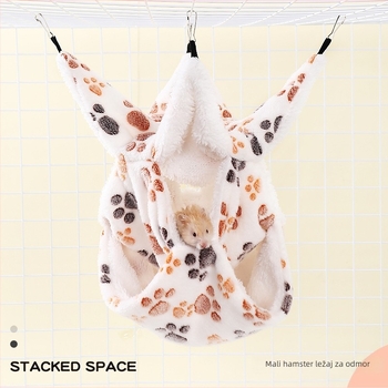 Hamak za male kućne ljubimce s dvostrukim slojem i dizajnom cvjetnih grana za hamster (flanel) – Šifra 8028