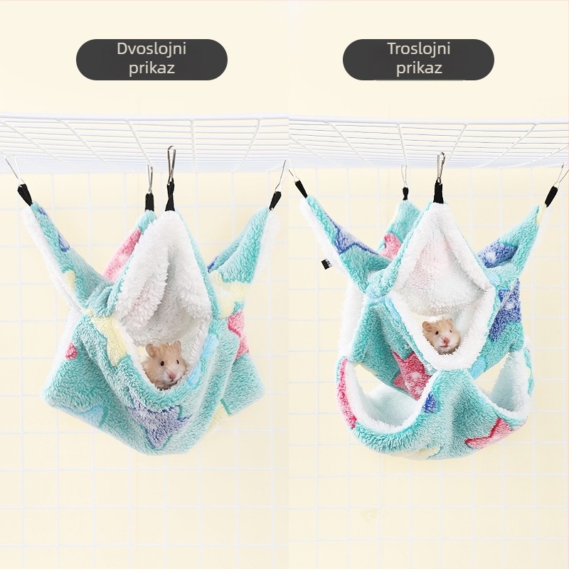 Hamak za male kućne ljubimce s dvostrukim slojem i dizajnom cvjetnih grana za hamster (flanel) – Šifra 8028