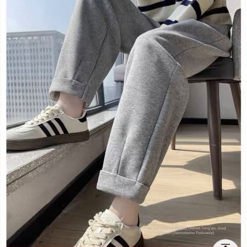 Trudničke hlače s fleecem za jesen-zimu, dužina tri četvrtine, pamuk-poliester smjesa, zadržavaju toplinu