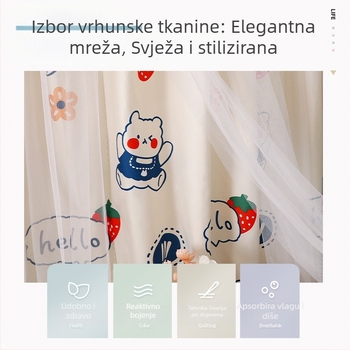 Zavjese bez bušenja s Velcroom, poliester, čipka-tisak, warp pletena tkanina, 40-70% zatamnjenje, za spavaću sobu/knjižnicu/restoran, bay prozor i drugi oblici prozora