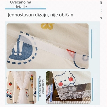 Zavjese bez bušenja s Velcroom, poliester, čipka-tisak, warp pletena tkanina, 40-70% zatamnjenje, za spavaću sobu/knjižnicu/restoran, bay prozor i drugi oblici prozora