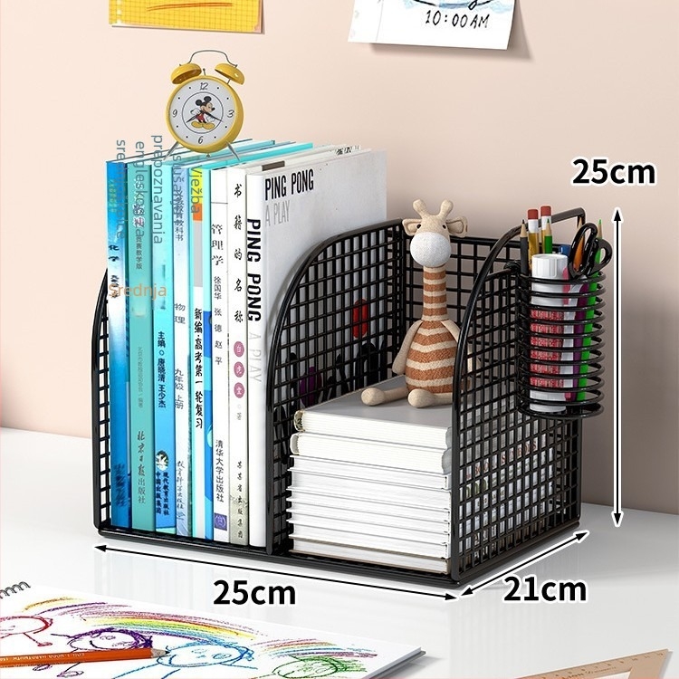 Metalni stolni polič knjiga s fiksnim pregradama, talijanski minimalistički stil