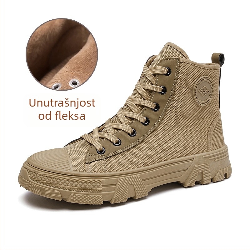 Sigurne muške Martin cipele sa zatvaračem, visokim gornjim dijelom, mekom potplatom, protuklizne, s fleece unutarnjom podstavom