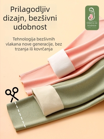 Termalno donje rublje za trudnice s flisom, gornji dio s dugim rukavima i hlače, pristup dojenja, poliester s elastanom, zima 2023