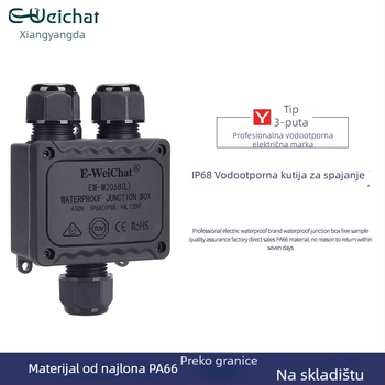 Vanjska IP68 kutija za razdjelnik s tri smjera, PA66 najlon, vodootporna za Y-tip kablove