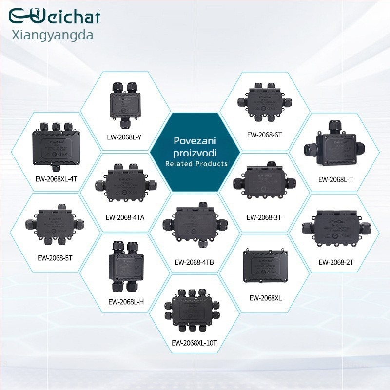 Vanjska IP68 kutija za razdjelnik s tri smjera, PA66 najlon, vodootporna za Y-tip kablove