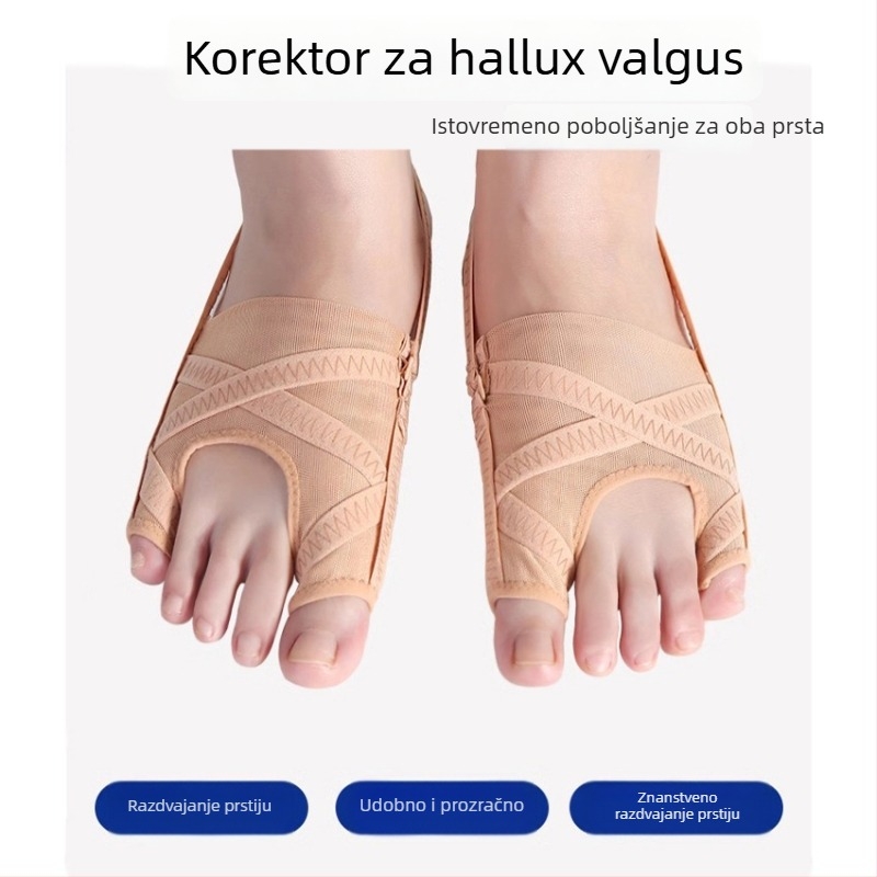 Mrežasti odjeljivač prstiju za Hallux valgus – dvostrani odjeljivač za veliki i mali prst, prozračan uređaj za poravnanje stopala