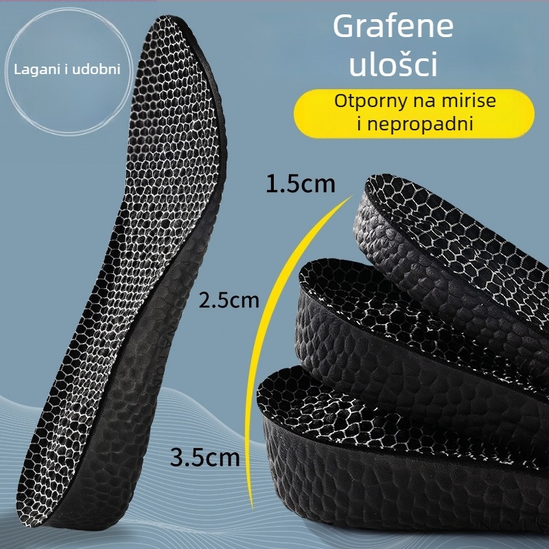 Graphene antibakterijske uloške za podizanje visine, masaža luka, unisex odrasli, materijal PU + grafen