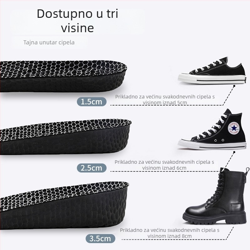 Graphene antibakterijske uloške za podizanje visine, masaža luka, unisex odrasli, materijal PU + grafen