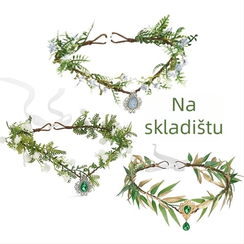 Vijenac za glavu od lišća za vilu/elfa – prirodni stil, unisex; Materijal: plast/smola; Oblikovanje: lišće; Pogodno za vjenčanje i festival