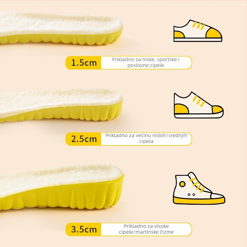 Ulošci za povećanje visine – 4D Cloud, zimska toplina od vune i fleec, cijeli ulošak, unisex za čizme i casual obuću