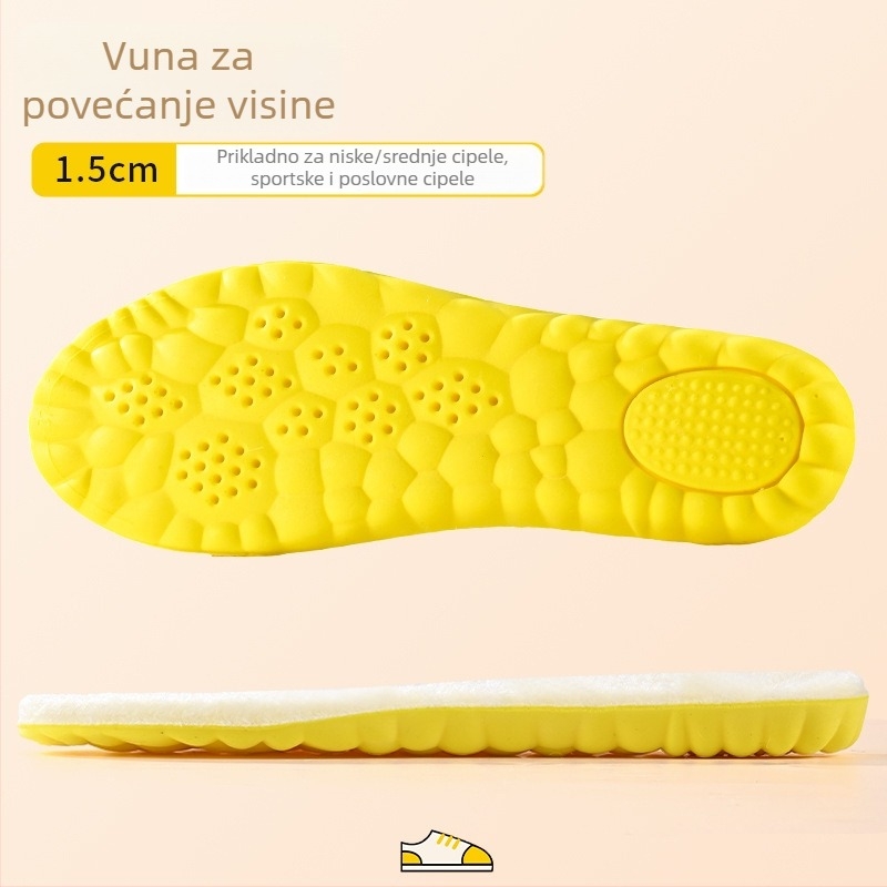 Ulošci za povećanje visine – 4D Cloud, zimska toplina od vune i fleec, cijeli ulošak, unisex za čizme i casual obuću