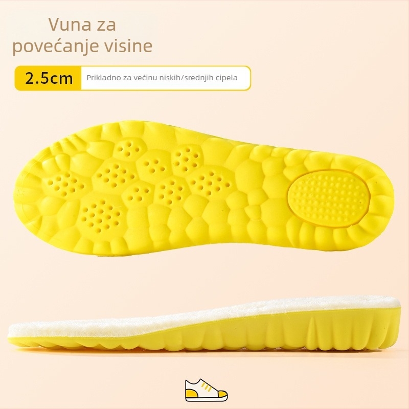 Ulošci za povećanje visine – 4D Cloud, zimska toplina od vune i fleec, cijeli ulošak, unisex za čizme i casual obuću