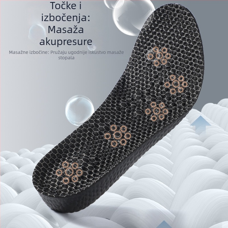 Stelke s grafenom za podizanje luka stopala i masažu, za muškarce i žene, PU+grafen, visokoelastično apsorpcija šokova, dezodorizirajuće i upijaju znoj, cijela uložak